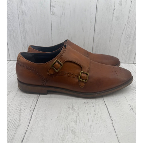 Cole Haan Cambridge Double Monk Oxford Dress Shoes British Tan C25451 Men's 12M - Picture 1 of 15